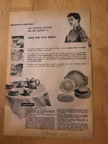 ADVERTENTIE - BEATRIJS THEE - OF ONTBIJT SERVIES - 1953, Ophalen of Verzenden, 1940 tot 1960, Knipsel(s)