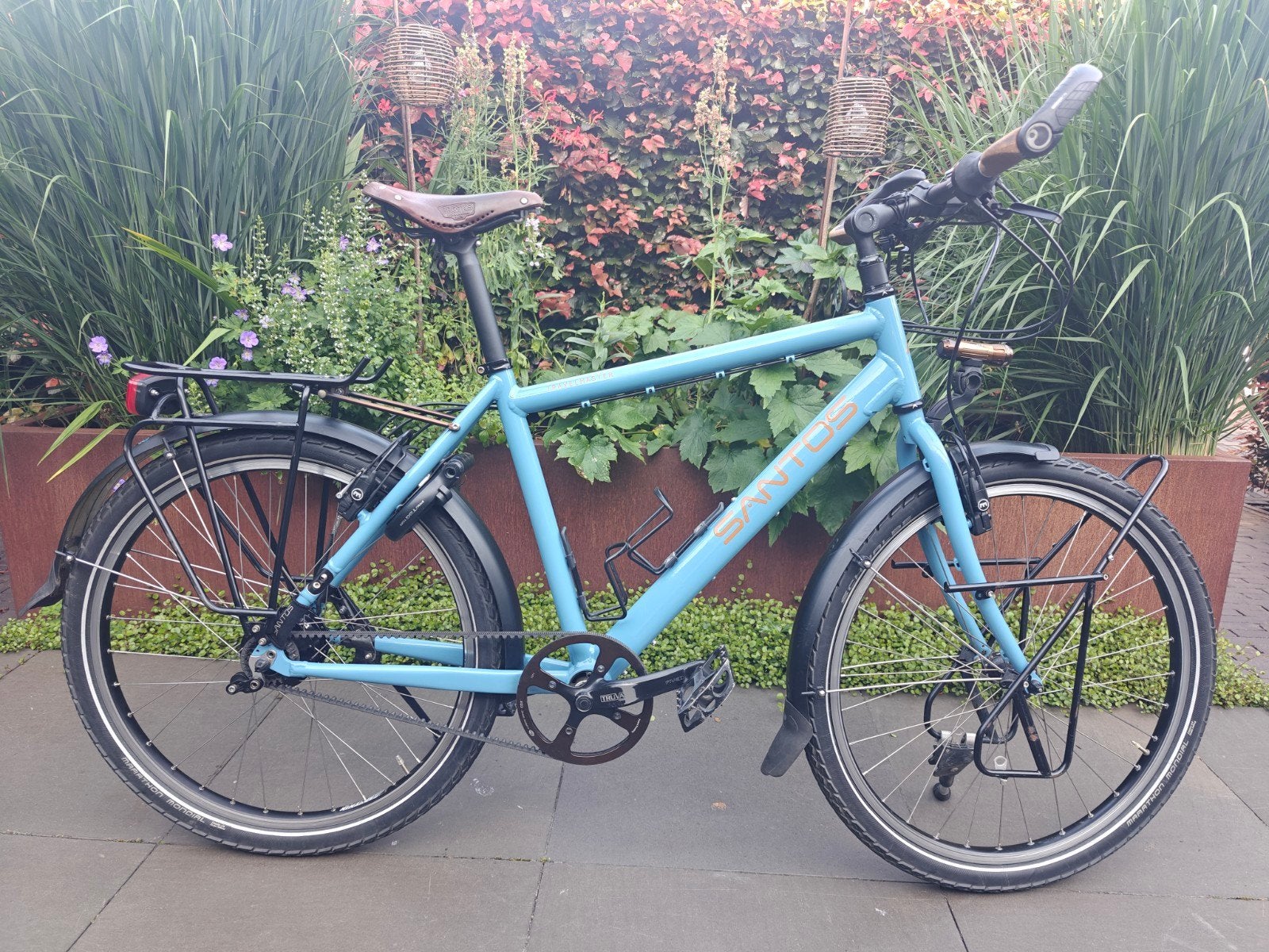 Santos Travelmaster 2.6 met Rohloff en Gates CDX Riem, Gebruikt, 26 inch, 10 tot 15 versnellingen, Velgrem