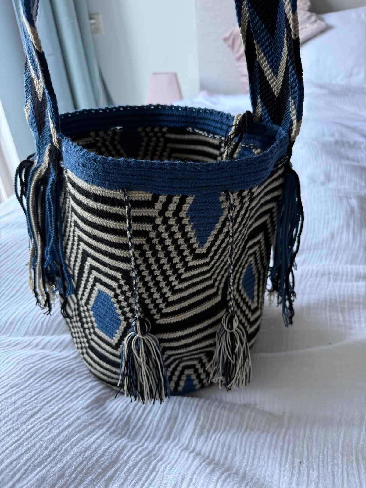 Mochila Wayuu Tas uit Cartagena - Handgemaakt en Uniek, Ophalen of Verzenden, Zo goed als nieuw, Blauw, Schoudertasje