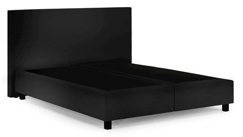Zwart tweepersoons boxspring met hoofdbord, Ophalen, Gebruikt, Zwart, Tweepersoons