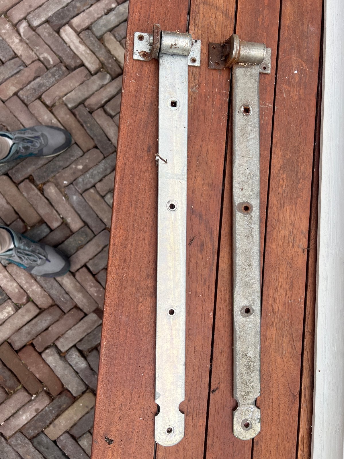 Set van 2 gebruikte scharnieren voor poort of deur, Ophalen, Gebruikt, IJzer, Scharnier