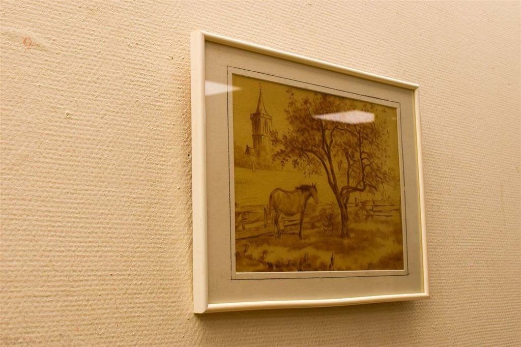 prent/ tekening van een paard in de wei 49029, Ophalen of Verzenden, Voor 1920, Ongelopen, Paard