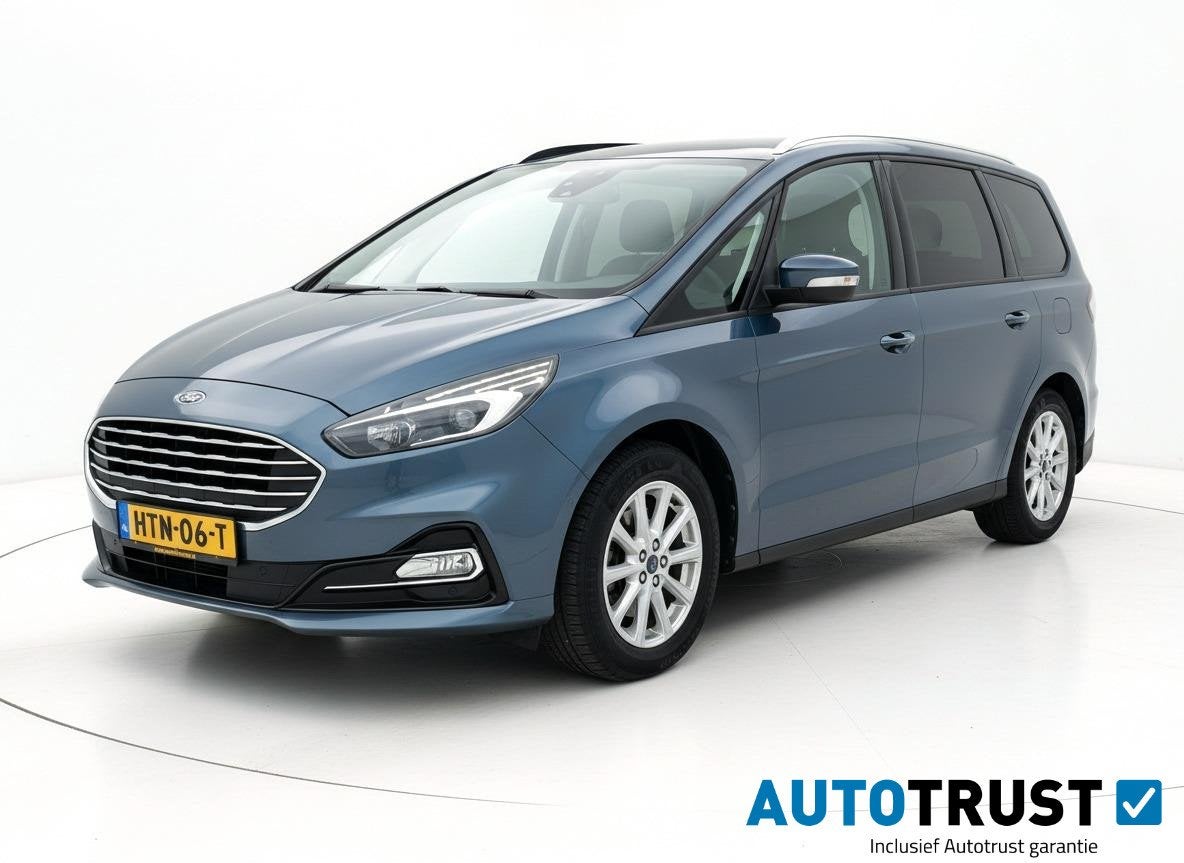 Ford Galaxy 2.5 HEV 190PK AGR STOEL 7P TREKHAAK NAV STOELVER, Auto's, Stof, Gebruikt, Euro 6, Blauw