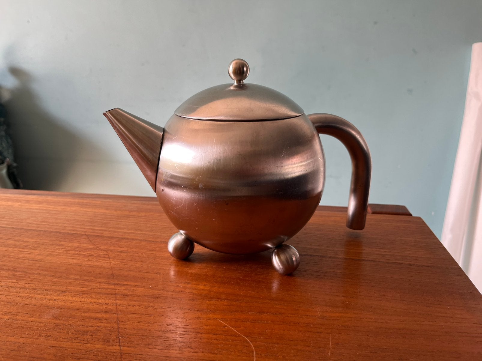Jaren 90 design theepot, Huis en Inrichting, Keuken | Servies, Ophalen, Gebruikt, Theepot, Metaal