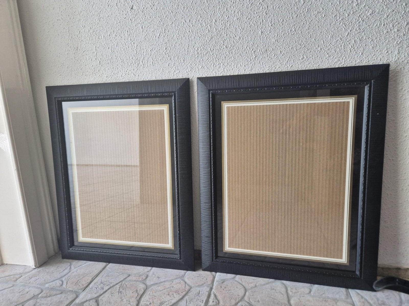 2 Schilderijlijsten - Zwart met Passe-partout, Ophalen, Gebruikt, Schilderijlijst, Hout