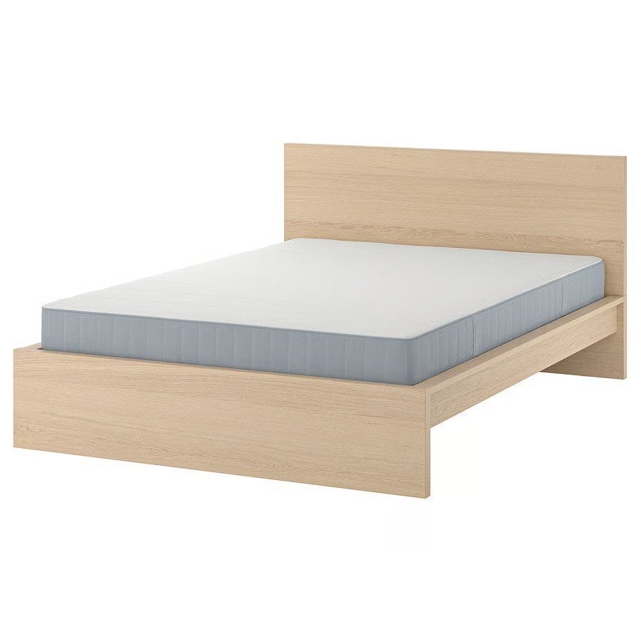 Malm 2-persoons bed (Ikea), Ophalen, Gebruikt, Beige, Tweepersoons