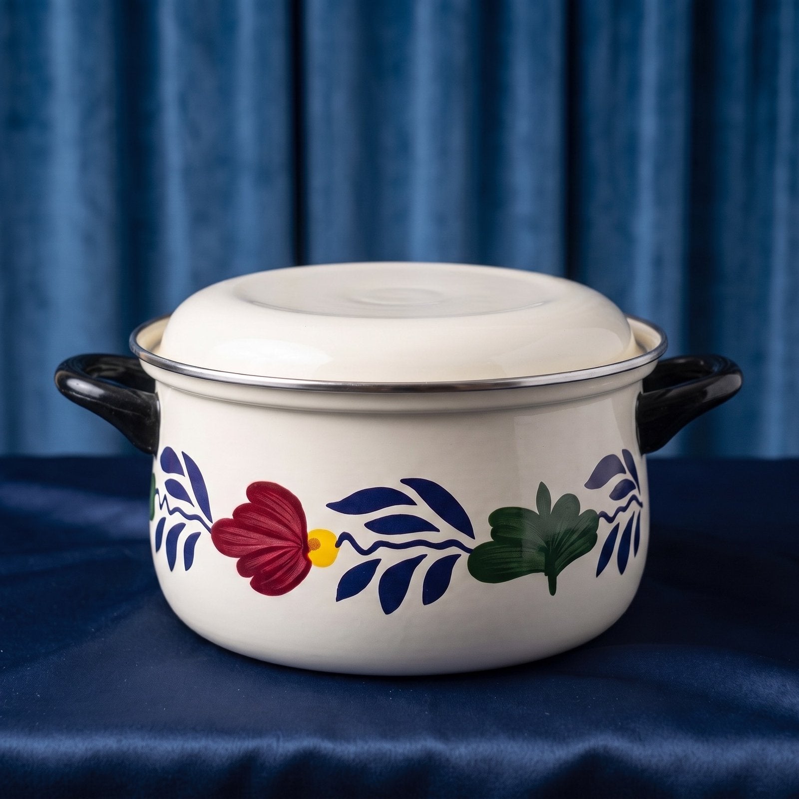 Zee mooie boerenbont kookpan 21cm doorsnede, Ophalen of Verzenden