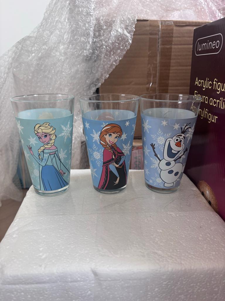 Set van 2 Frozen glazen - Elsa, Anna en Olaf, Ophalen, Glas of Glazen, Gebruikt, Glas