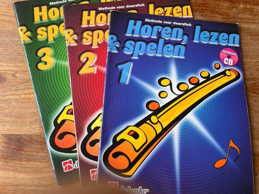 Horen, Lezen & Spelen dwarsfluit methode deel 1, 2 en 3, Ophalen of Verzenden, Zo goed als nieuw, Instrument