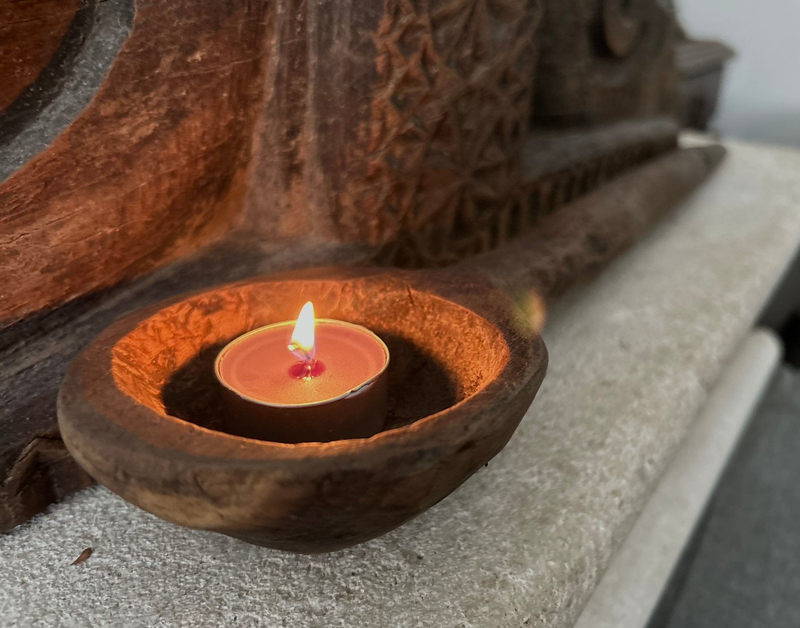 Grote oude houten lepel India oosters sober sleets, Antiek en Kunst, Ophalen of Verzenden