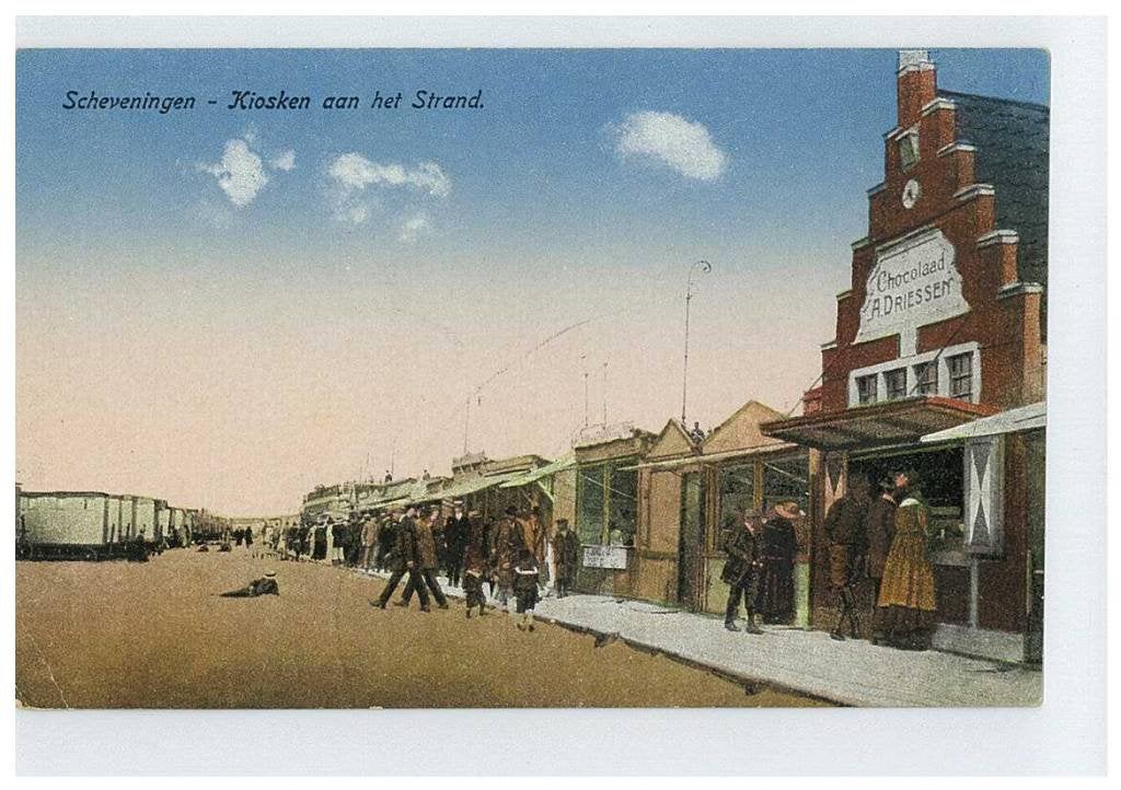 Scheveningen - Kiosken aan het strand - Chocolade Driessen, Verzenden, Voor 1920, Ongelopen, Zuid-Holland