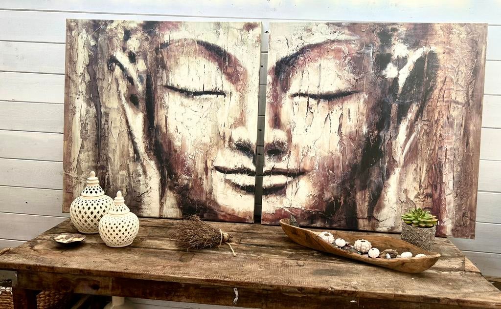 Design boedha style schilderij set – JUUL – 2x 80x80 cm, Ophalen