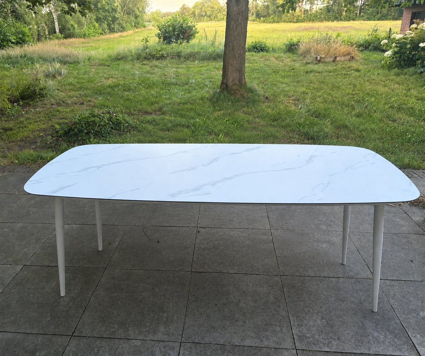 Tuintafel wit aluminium ZGAN 220x100, Ophalen, Nieuw, Rechthoekig, Hout