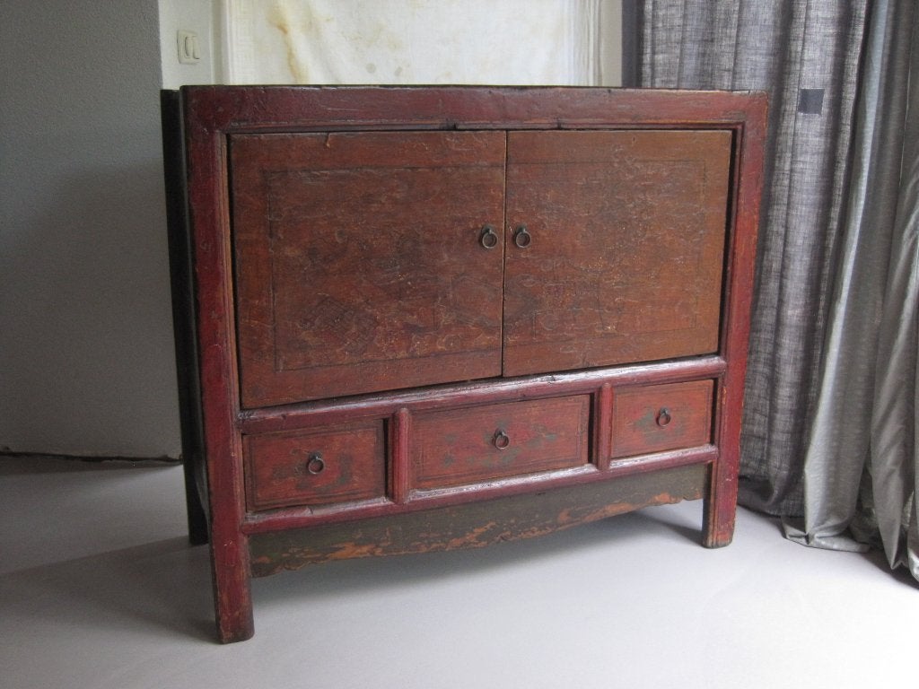 Chinees dressoir Chinese kast, Ophalen, Gebruikt, 25 tot 50 cm, Overige houtsoorten