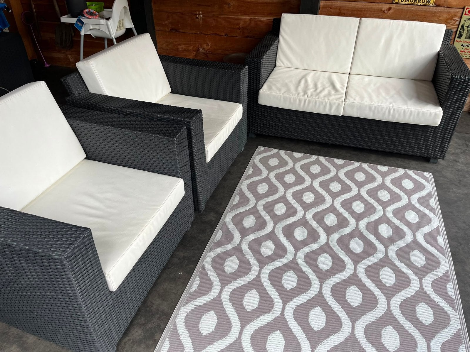 Loungeset met 2 Stoelen en 1 Bank (Wicker), Ophalen, 4 zitplaatsen, Gebruikt, Loungeset