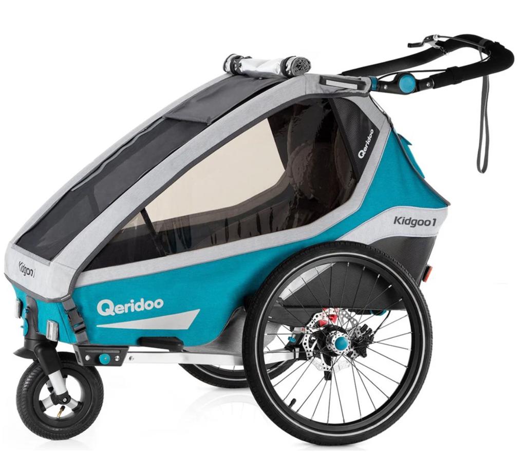 Queridoo Kidgoo1 Sport Petrol Kinderfietskar - Zo goed als n, Ophalen, Opvouwbaar, Zo goed als nieuw, Kinderkar