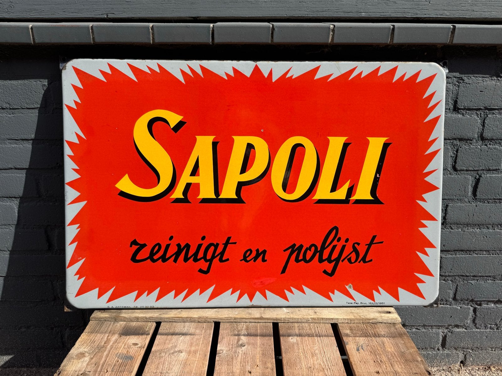 SAPOLI emaille reclamebord 1951, Ophalen of Verzenden
