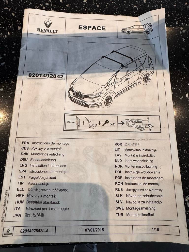 Originele Renault Espace dakdragers, Auto diversen, Dakdragers, Gebruikt, Ophalen of Verzenden