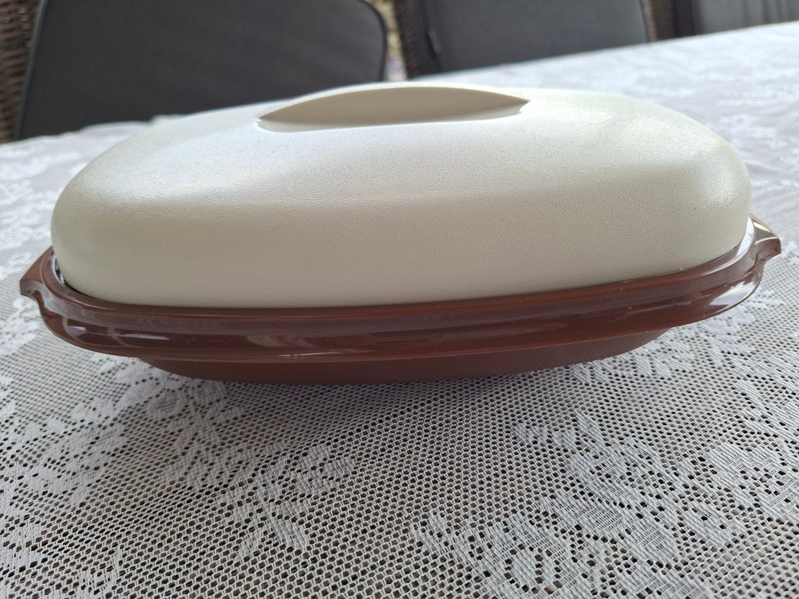Vintage rijststomer/groentestomer/serveerschaal., Ophalen of Verzenden, Zo goed als nieuw, Met deksel, Schaal