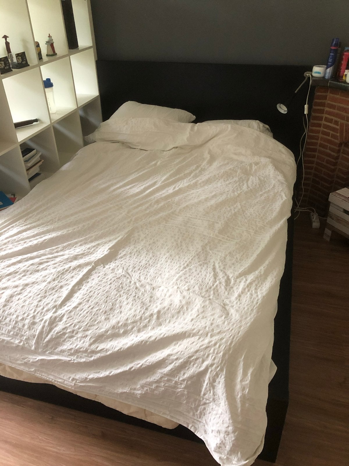 IKEA MALM bed, zwart, 140x200, Ophalen, Gebruikt, Zwart, Tweepersoons