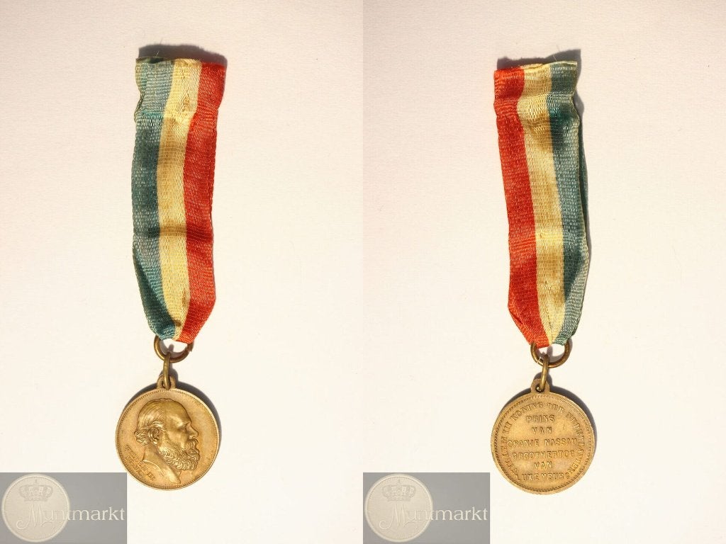 Draagpenning 1874 'Koning Willem III', Ophalen of Verzenden, Overige materialen, Nederland
