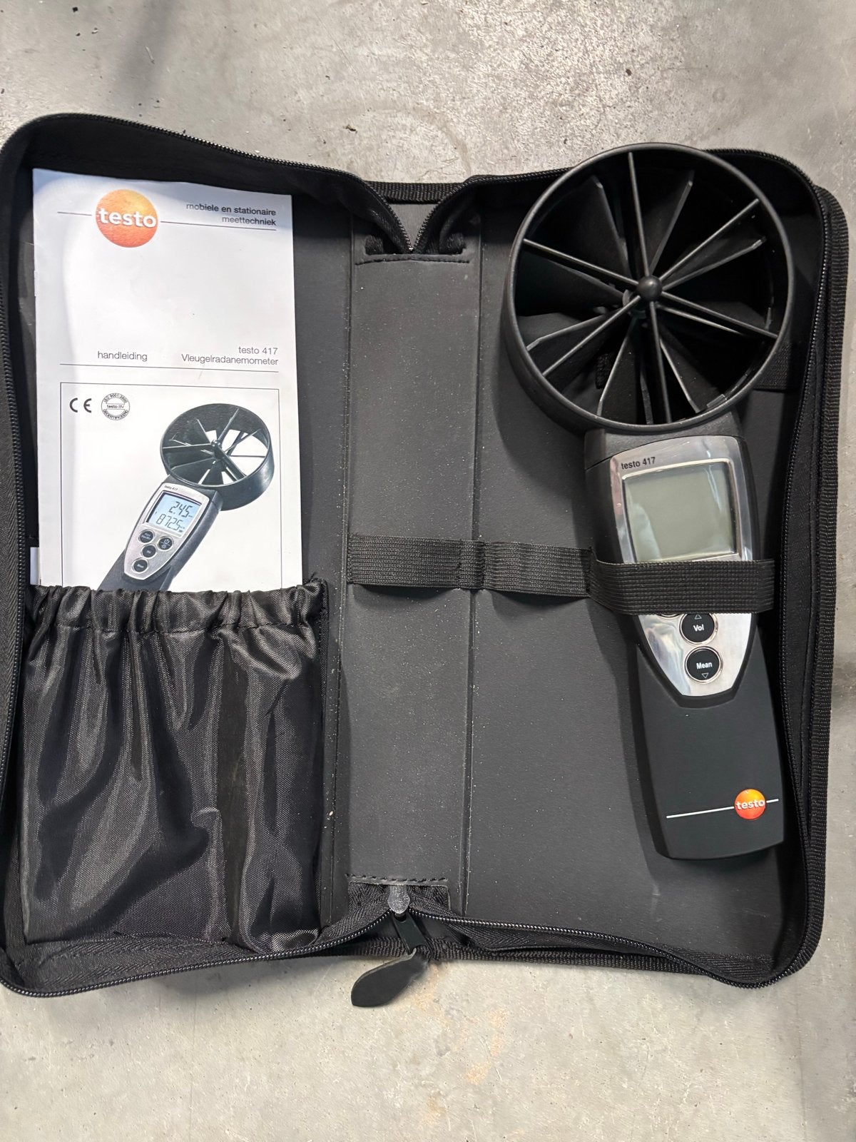 Testo 417 Vleugelrad Anemometer met Trechterset, Ophalen, Zo goed als nieuw, Overige meters
