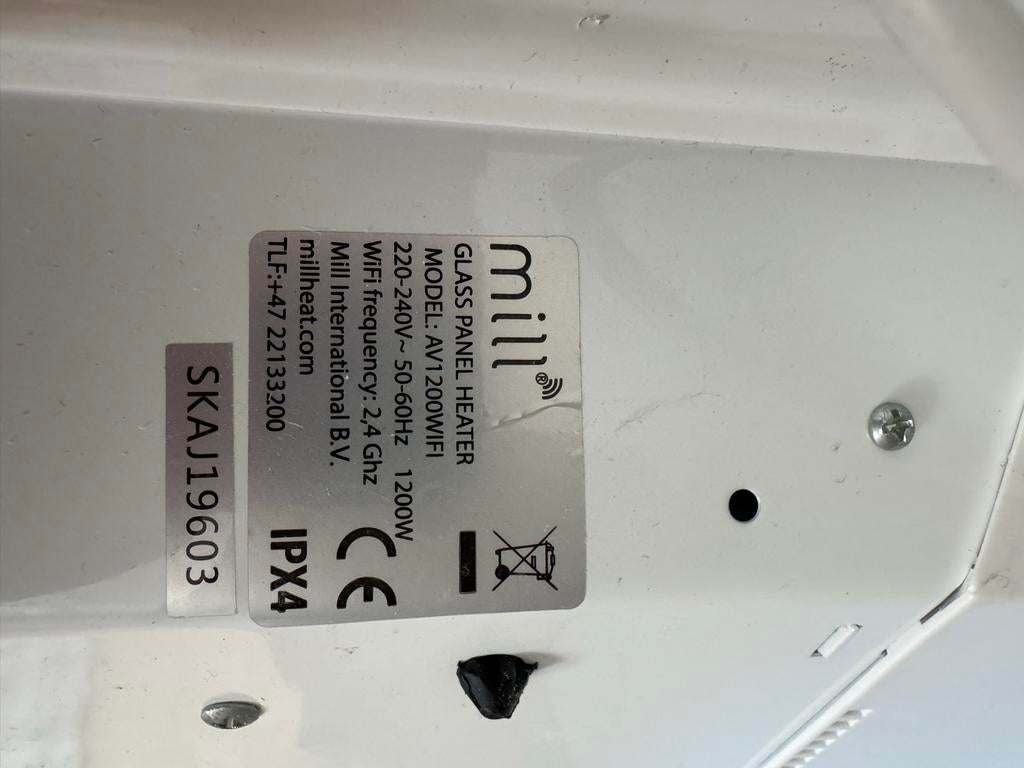 Mill Glass Paneelverwarming AV1200WIFI - 1200W, Ophalen, 30 tot 80 cm, Kachel, Zo goed als nieuw
