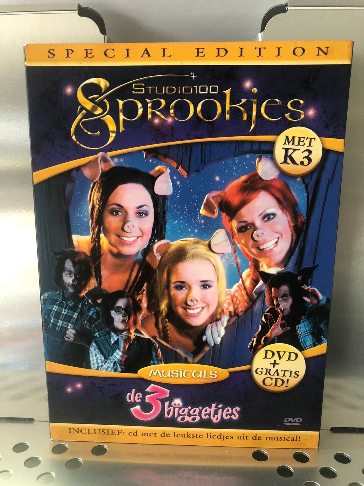 [DVD] Sprookjes Studio 100 - de 3 biggetjes - musical, Alle leeftijden, Ophalen of Verzenden, Zo goed als nieuw