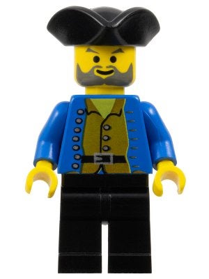 LEGO Pirates pi033 Pirate Brown Shirt, Black Legs, Black, Gebruikt, Lego, Minifiguur, Pirates