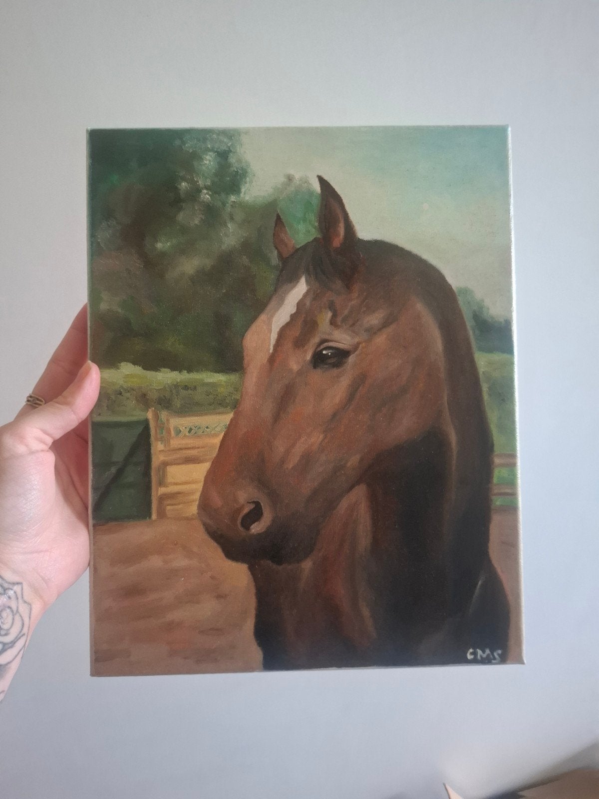 Handgeschilderd paardenportret op canvas, Ophalen of Verzenden