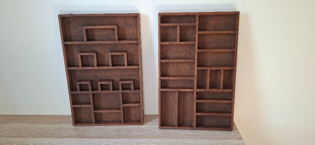 Houten letterbakken voor verzamelingen (2 stuks), Ophalen, Gebruikt