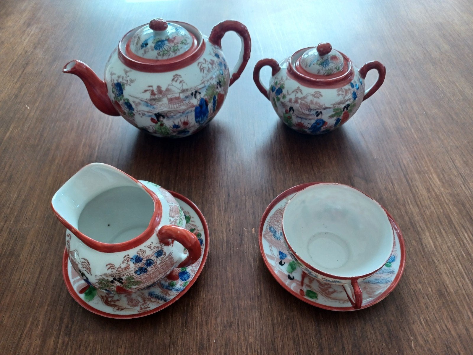 Vintage Japans theeservies met 10 kopjes en theepot, Ophalen