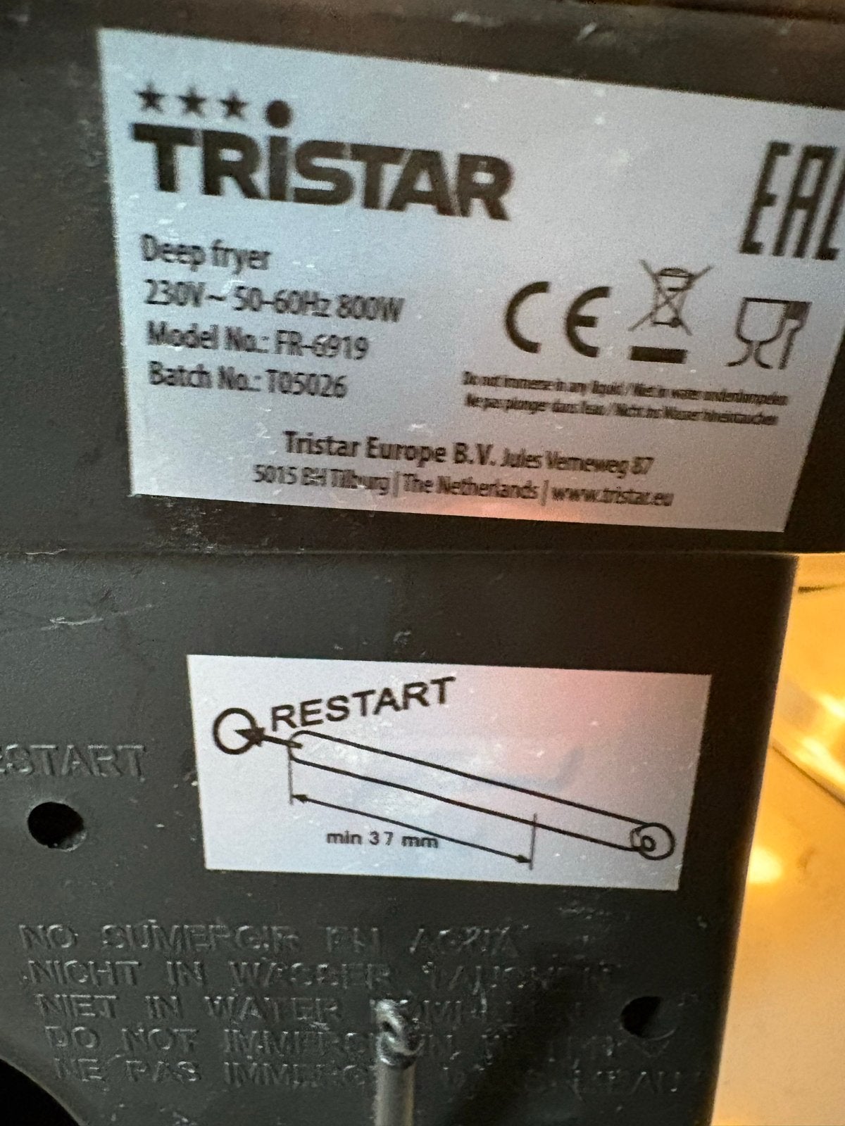 Tristar FR-6919 Frituurpan - camping, Witgoed en Apparatuur, Frituurpannen, Minder dan 1 liter, Ophalen of Verzenden, Gebruikt
