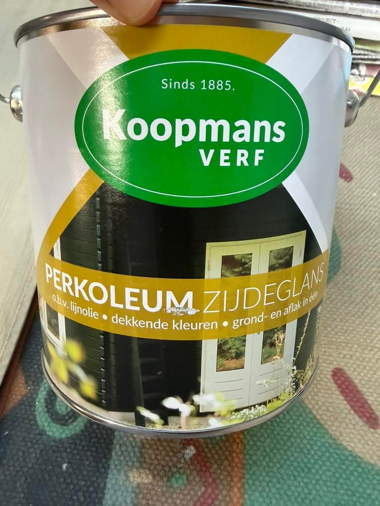 Koopmans perkoleum zwarte dekkende beits 2,5liter, Ophalen of Verzenden, Nieuw, Hout, Minder dan 3 meter