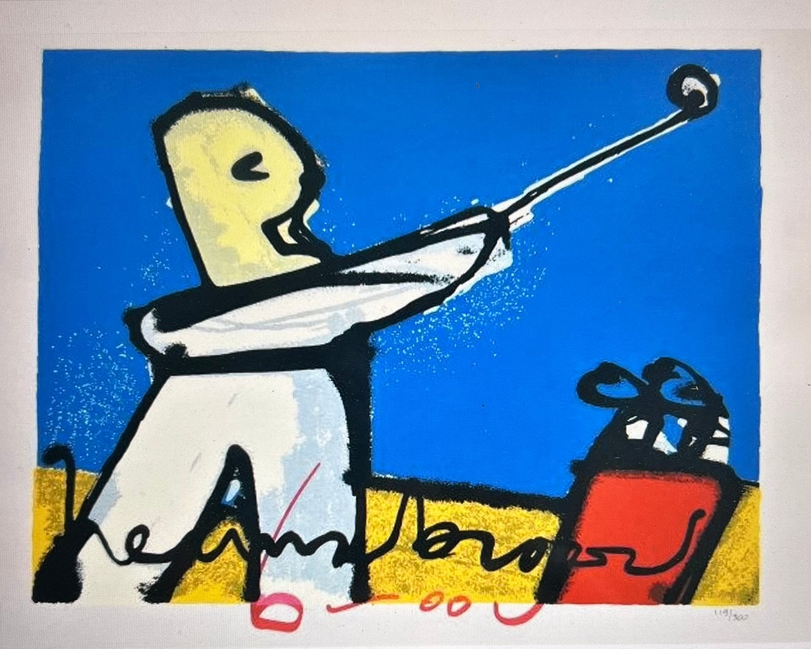 Herman Brood Golver zeefdruk, Antiek en Kunst, Kunst | Litho's en Zeefdrukken, Ingelijst, Ophalen, Sport, Zeefdruk