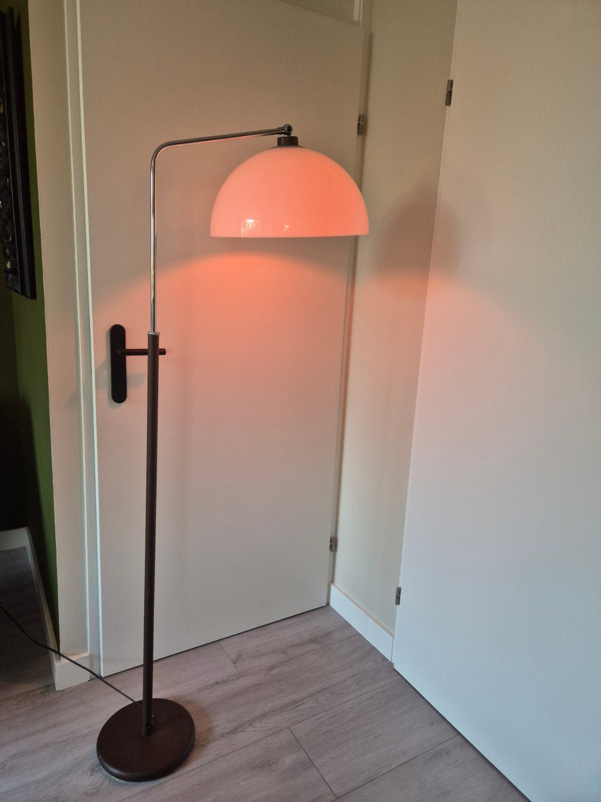 Vintage chrome / bruine vloer lamp, Ophalen of Verzenden, Gebruikt, 150 tot 200 cm