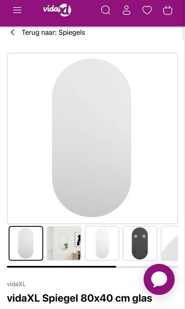 2 Nieuwe VidaXL spiegels – 80x40 cm, Ophalen, Minder dan 50 cm, Nieuw, Minder dan 100 cm