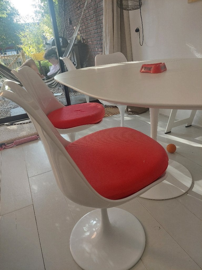 Vintage Sdawy Tulip Tafel en draaistoelen- Space Age, Ophalen, Gebruikt, Wit, Jaren 70, vintage, retro,minimalistisch