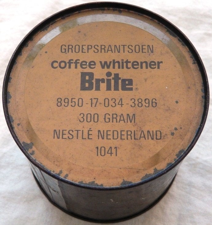 Rantsoen Blik GROEPSRANTSOEN Coffee Whitener Brite, KL, 1973, Ophalen of Verzenden, Landmacht, Nederland, Overige typen