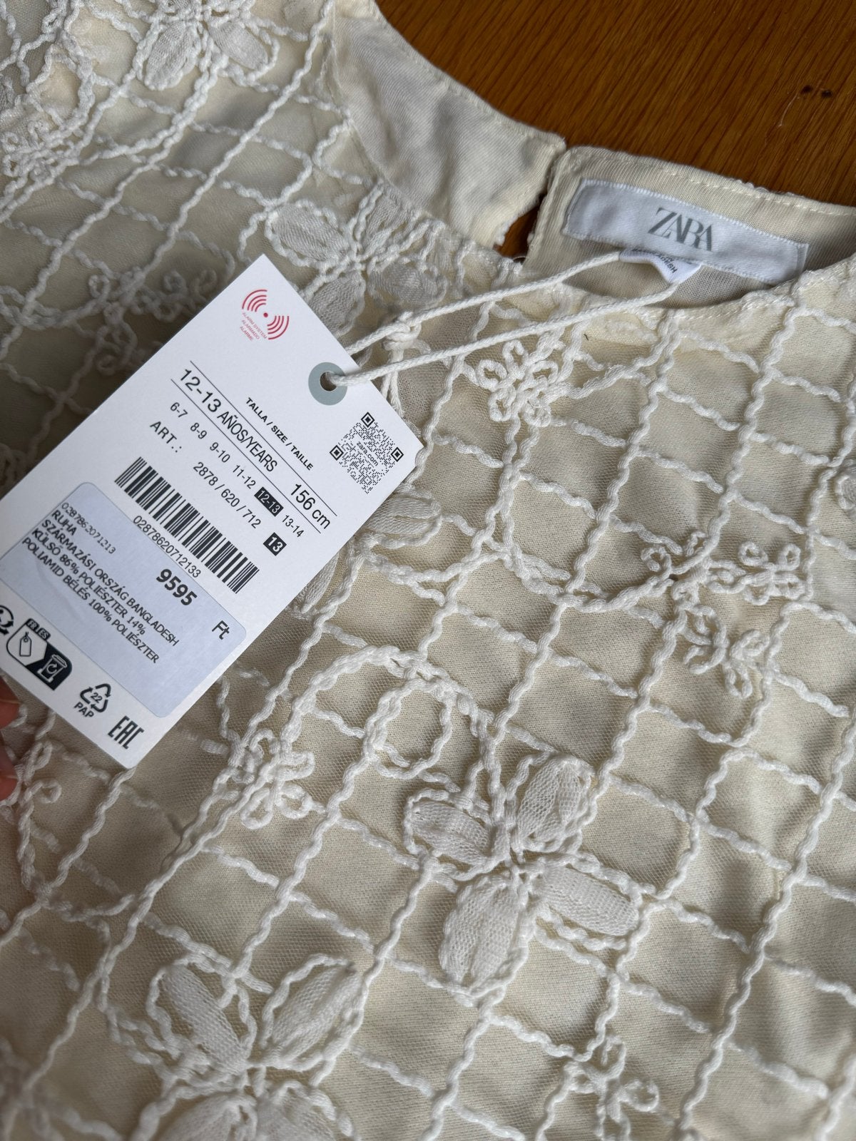 ZARA Meisjes Jurk Crème Kant Bloemen Nieuw, Ophalen of Verzenden, Nieuw, Meisje, Jurk of Rok