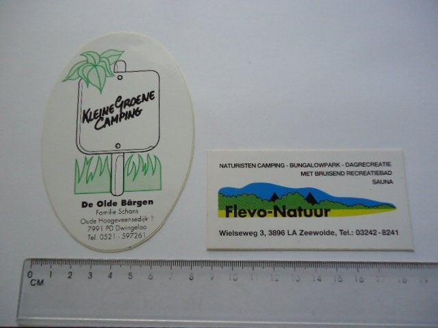 sticker oud Camping Dwingeloo Zeewolde flevo naturisten retr, Verzenden, Zo goed als nieuw, Bedrijf of Vereniging