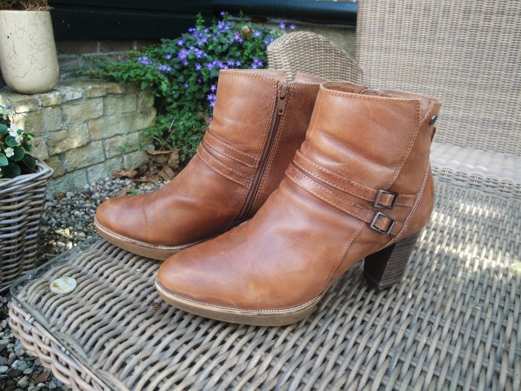 Cognac leren laarsjes NO STRESS maat 41, Kleding | Dames, Bruin, Lage of Enkellaarzen, Ophalen of Verzenden, Zo goed als nieuw