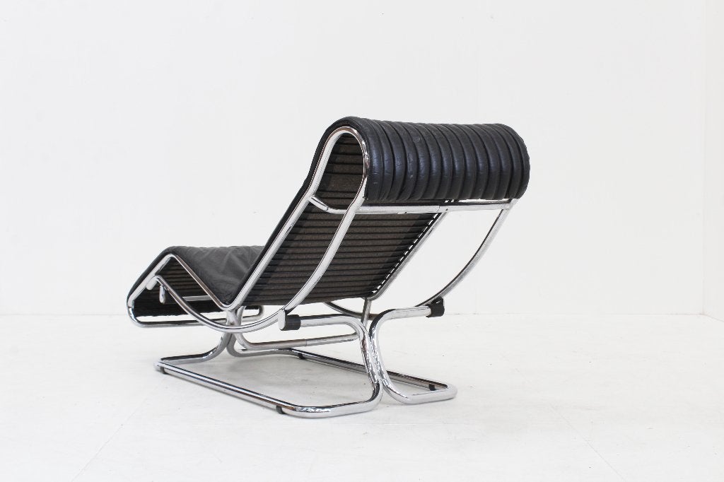 Vintage Italiaanse chaise longue  leer Guido Faleschini, Huis en Inrichting, Eenpersoons, Leer, Ophalen of Verzenden, Zo goed als nieuw