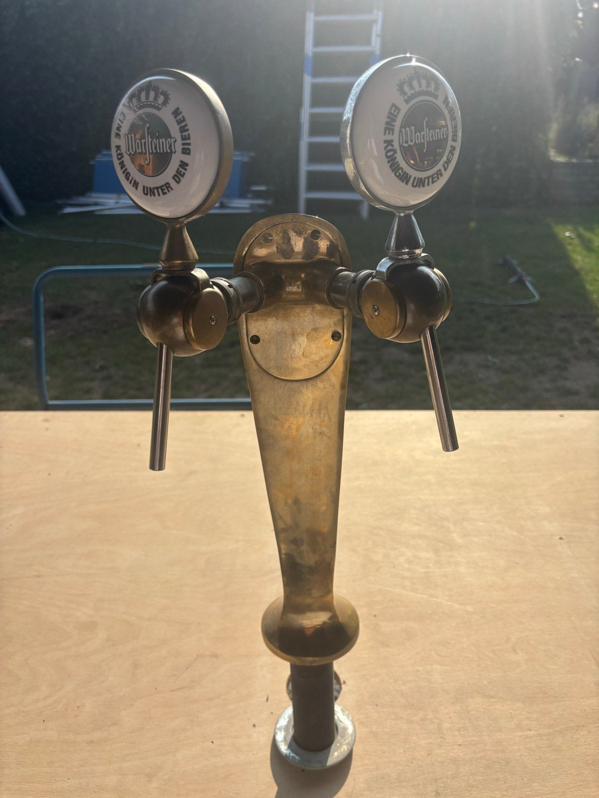 Warsteiner Messing Dubbele Biertap - Eyecatcher voor Mancave, Ophalen, Gebruikt