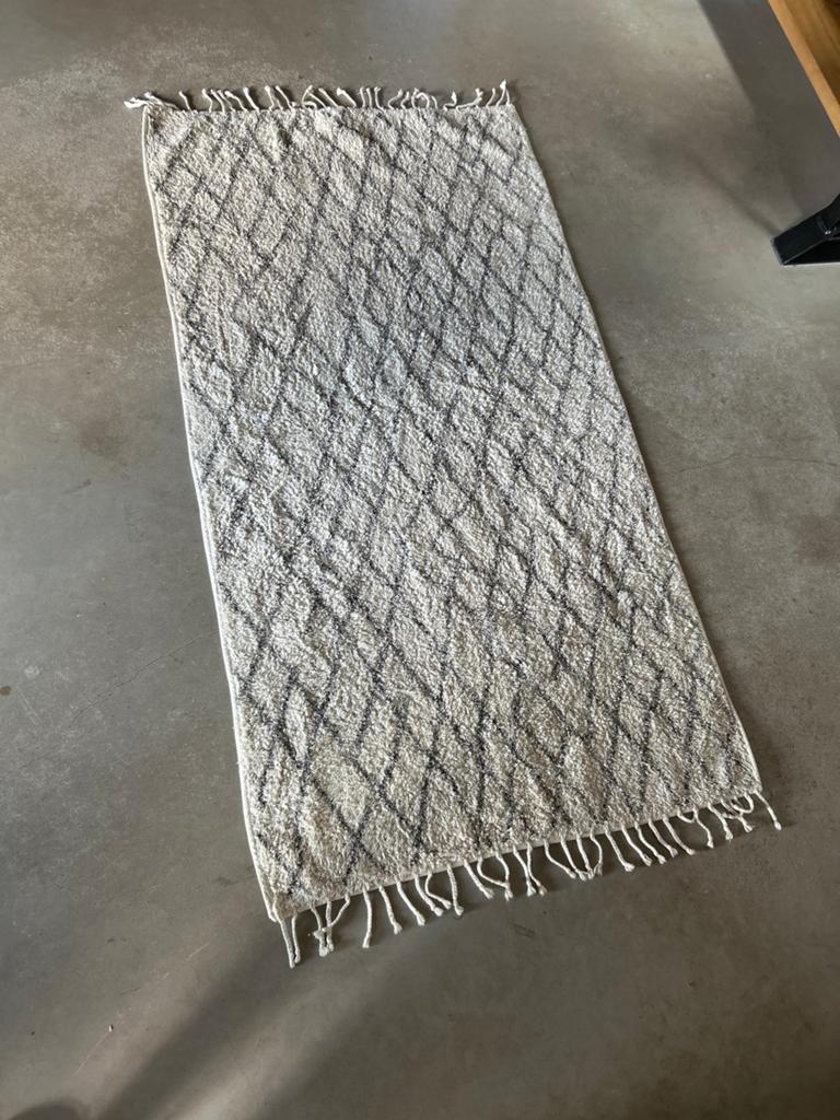 HKliving Vloerkleed Badmat Ruit Patroon 90x175 cm, Huis en Inrichting, Stoffering | Tapijten en Kleden, Ophalen, Wit, Nieuw, 50 tot 100 cm