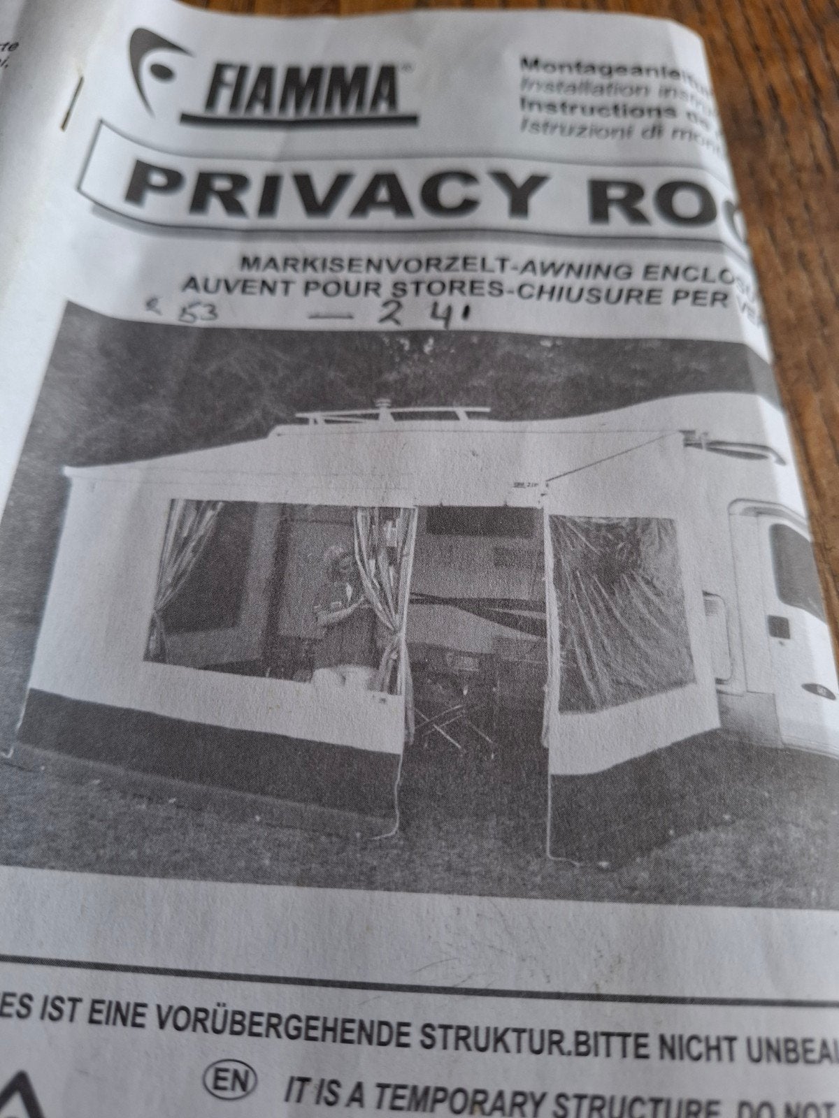 Fiamma Privacy Room handleiding en DVD, Ophalen of Verzenden, Gebruikt