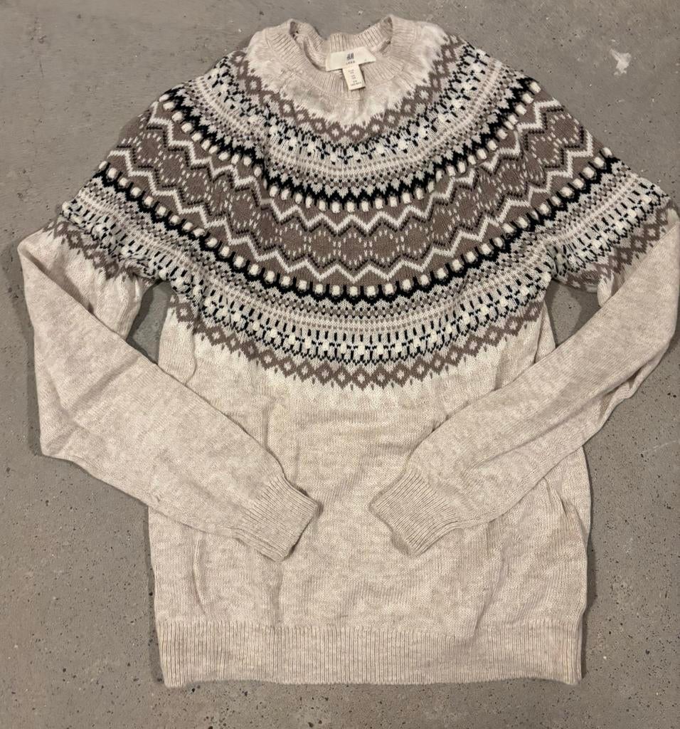 Nieuwe H&M trui met Noorse print - Maat XS, Kleding | Dames, Ophalen of Verzenden, Nieuw, Maat 34 (XS) of kleiner, Beige