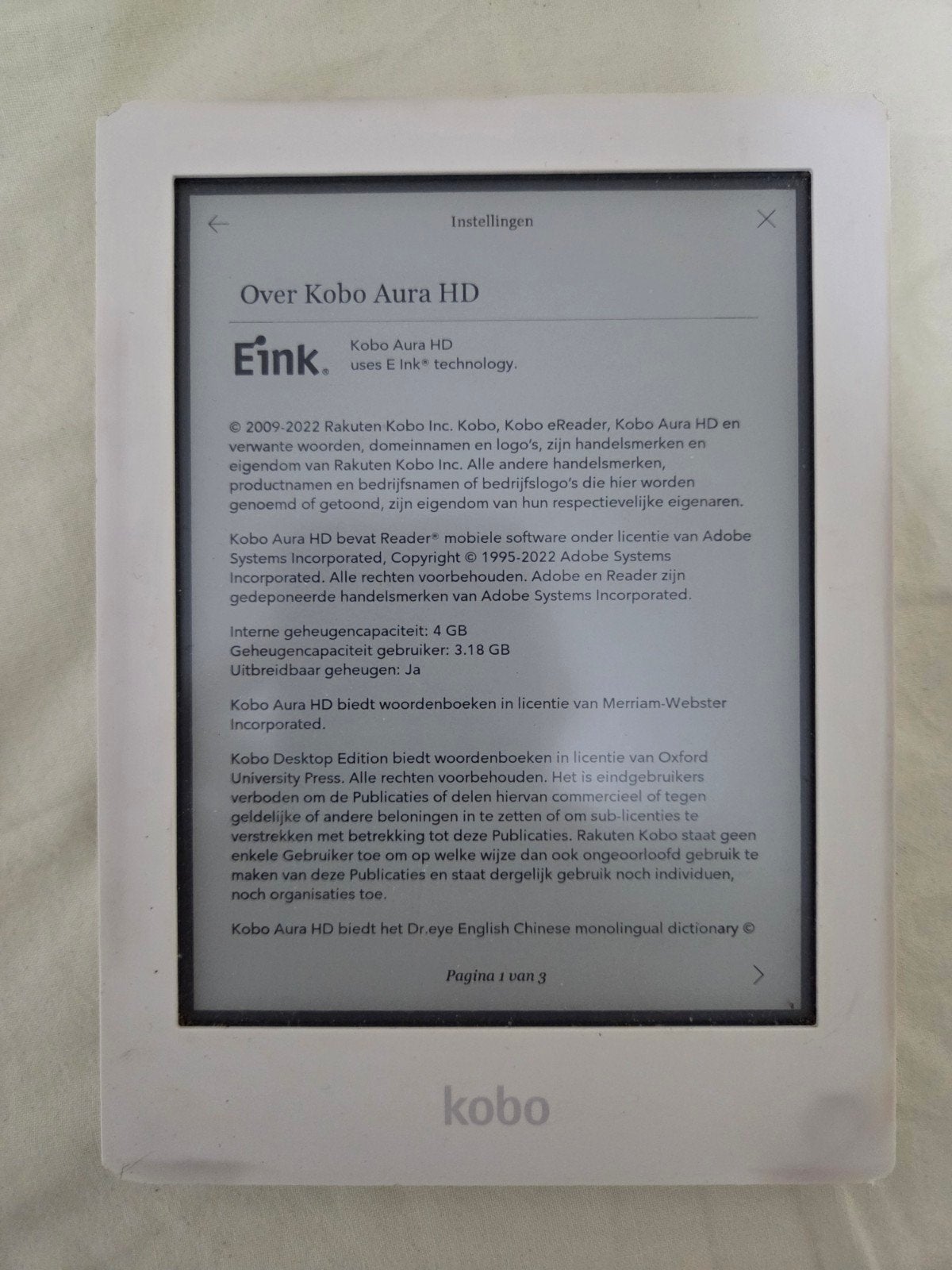 Kobo Aura HD E-reader, Computers en Software, E-readers, Gebruikt, Kobo, Ophalen of Verzenden, Wi-Fi