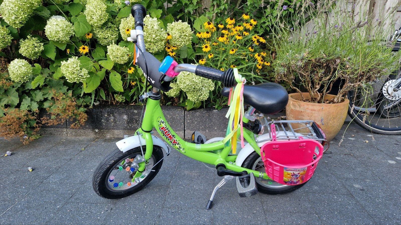 Kinderfiets / peuterfiets Puky groen met zijwieltjes, Ophalen, Terugtraprem, Zijwieltjes, Gebruikt