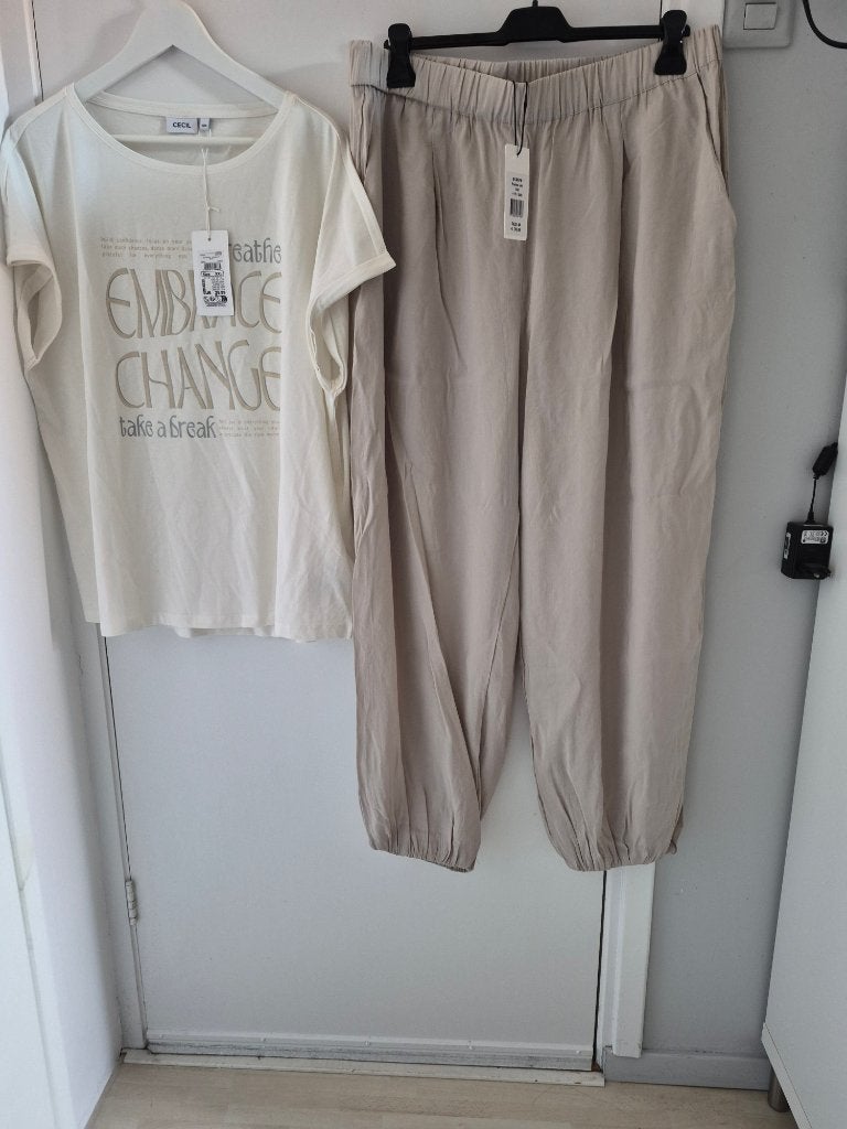NIEUW aparte broek norah + nieuw tshirt cecil maat 46 48, Kleding | Dames, Beige, Maat 46/48 (XL) of groter, Nieuw, Ophalen of Verzenden